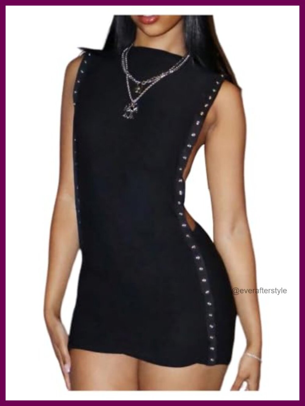 RoseSeek Grommet Eyelet Cut Out Bodycon Mini Dress Y2K Goth Club Night Out